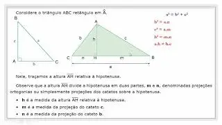Rela&ccedil;&otilde;es M&eacute;tricas no  Tri&acirc;ngulo Ret&acirc;ngulo