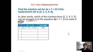 1-5: Using a Replacement Set to find the Solution Set