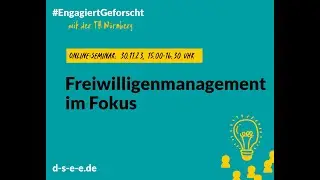#EngagiertGeforscht: Freiwilligenmanagement im Fokus