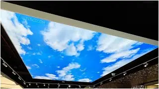 Graphic printed stretch ceiling with back light