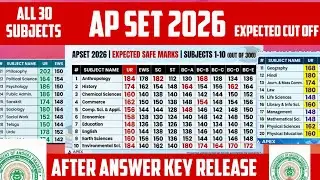 AP SET CUT OFF 2026 ( AFTER ANSWER KEY RELEASE ) All 30 SUBJECTS #apset2026 