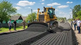 Precision Bulldozer Gravel Leveling on Busy Village Road Project