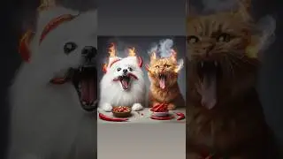 Spicy challenge cat and dog #funny #dog #cat #spicy