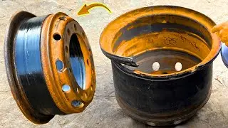 Destroyed Truck Wheel Rim FIXED 😲 | Most Satisfying Welding Restoration