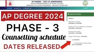 AP DEGREE 3rd PHASE COUNSELLING RELEASED | AP DEGREE PHASE 3 DATES