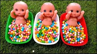 3-Minutes Satisfying Video | Mixing Funny Candy ASMR & Make Up in 3 Bathtubs with Magic M&M's Slime