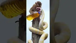 Can Oil Save the Monkey From the Snake? Watch This Unexpected Twist #wildlife #nature #survival