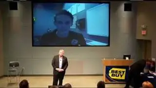 Best Buy CEO Brian Dunn with Johnny Tucker at company Town Hall Meeting