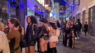 London Friday night party,Christmas light and very busy street in central london.