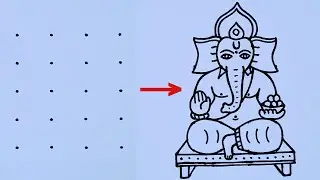 Lord Ganesha drawing easy from 4&times;5 dots step by step // Easy Lord Ganesha Rangoli