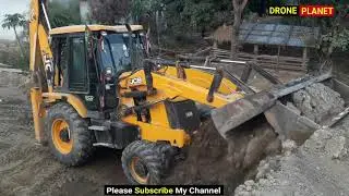 JCB Backhoe 3DX Loader Filling Mud in House Foundation