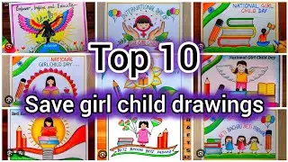 Save girl child Poster/ Beti Bachao Beti Padhao Drawing /National Girl Child Day Drawing