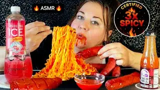  BURP WARNING ⚠️🔥 3x Spicy Ramen + Diablo Sausage #bigbites #2xspicyramen #mukbang 