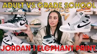 BEFORE YOU BUY JORDAN 1 ELEPHANT PRINT: Adult vs Grade School - YES there are differences!