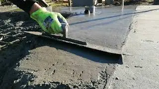 Satisfying Concrete Finishing ASMR - How to Smooth Concrete Techniques - Construction Sounds Cement