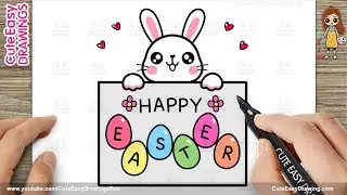 How to Draw a Cute Happy Easter Greeting Card | Step by Step Easy for Kids