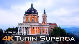 TURIN TORINO 🇮🇹 Drone Aerial 4K Basilica di Superga Piemonte ITALY
