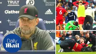 Liverpool manager Jurgen Klopp reacts to Harvey Elliott's 'bad' ankle injury