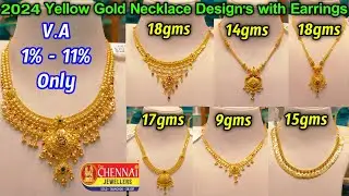 Latest #Gold Necklace Designs with #Earrings from 12gms Yellow Gold #Necklaces #thechennaijewellers