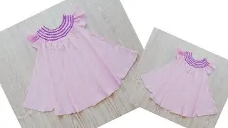 Smoking style yoke baby girl frock cutting and stitching || Umbrella yoke baby frock stitching