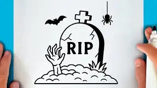 HOW TO DRAW A SPOOKY TOMBSTONE FOR HALLOWEEN EASY