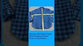 Nautica Shirt Mens Large Blue Gingham Button Down Long Sleeve Stretch Pocket