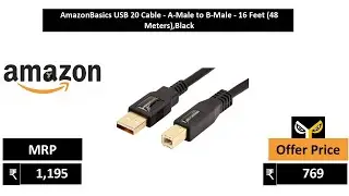 AmazonBasics USB 20 Cable   A Male to B Male   16 Feet 48 Meters,Black