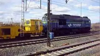 Przejazd ST44-1232 z Wagonami Mieszkalnymi i Pojazdami Technicznymi + Wyrzut Mazutu
