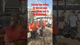 Scarlets team bus arrives for the last west Wales derby at Liberty/ Swansea .com Stadium V Ospreys