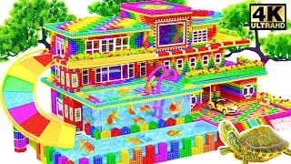 100 Days How To Make Futuristic Mansion Has Wavy Roof And Infinity Pool From Magnet Balls