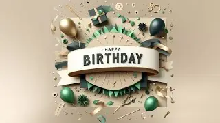 4-Hour 3D Happy Birthday Background | Luxurious Green, Tan & Brown Animated Display