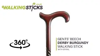 Gents' Beech Derby Burgundy Walking Stick with Spiral