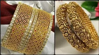 Latest Fancy Styles Gold Kangan Design's Different Styles With Real Stones Fittings Unique Design's