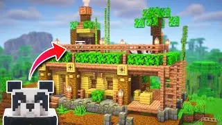 Easy Minecraft Bamboo House tutorial with PANDAS!🐼| Minecraft 1.20