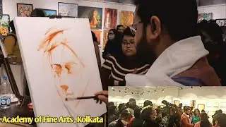 Live Painting at Academy of Fine Arts Kolkata by Paul Chiranjit  Indian Artist