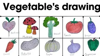 10 different types of vegetables easy drawing | how to draw vegetables step by step guide