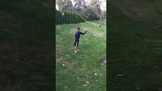 Playing American football in backyard