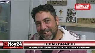 LUCAS BIANCHI, LE REGAL&Oacute; 300 HELADOS A LOS NI&Ntilde;OS POR HALLOWEEN
