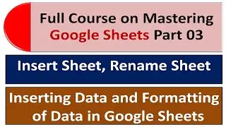 Insert Sheets, Rename sheets, Enter Data, Basic Formatting | Google Sheets Full Course Part 03