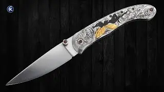 Jody Muller Custom Knife Sole Authorship Engraved &ldquo;Fairies&rdquo; with Gold Inlays and Pocket Clip