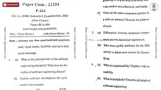 BCA 5TH SEM SOFTWARE ENGINEERING 2021 | MJPRU