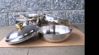 pentole set eve acciaio inox 18 10 manici dorati fondo 1 cm
