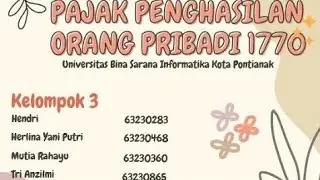Tugas Perpajakan Lanjutan: Analisis & Pengisian SPT PPh Orang Pribadi 1770 - Kelompok 3