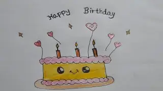 How to draw a cute birthday cake/ birthday cake drawing for Kid's @Lakshmifashion25