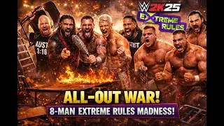 WWE 2K25 GAMEPLAY | 8-MAN EXTREME RULES WAR: STONE COLD, ROMAN REIGNS, CM PUNK & CODY RHODES 💥