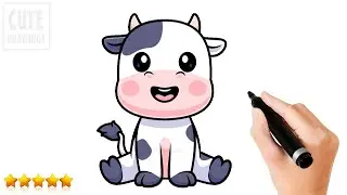 How to Draw a Cute Baby Cow 🐮 Easy Step-by-Step Drawing Tutorial for Kids and Beginners