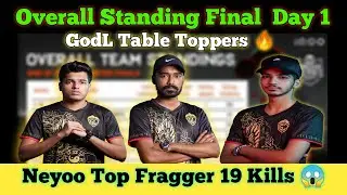 BGIS Final Day 1 Overall Standing 🔥| GodL Table Toppers 🔥| Top Fragger Neyoo 🔥 | Bgis Final