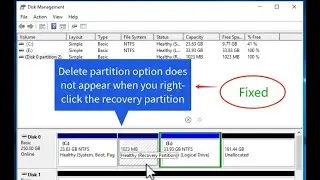 Disk Management Cannot Delete Recovery Partition Fixed