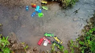Mobil Mobilan Hanyut di Irigasi, mobil truk, mobil bus, tayo , poli. dan mobil dankar.