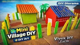 DIY Mini Village Diorama 🏡 | Cardboard Cartoon House Model @VivekDIYFarm